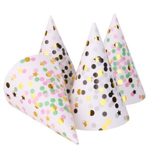 GINYOU Gold Polka Dot Party Hats — Cone Hats for Adults & Kids