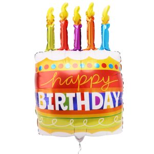 Happy Birthday Cake Foil Balloon — Large Candle Design Party Decoration
