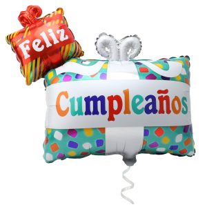 Feliz Cumpleaños Foil Balloon — Spanish Birthday Gift Box Balloon