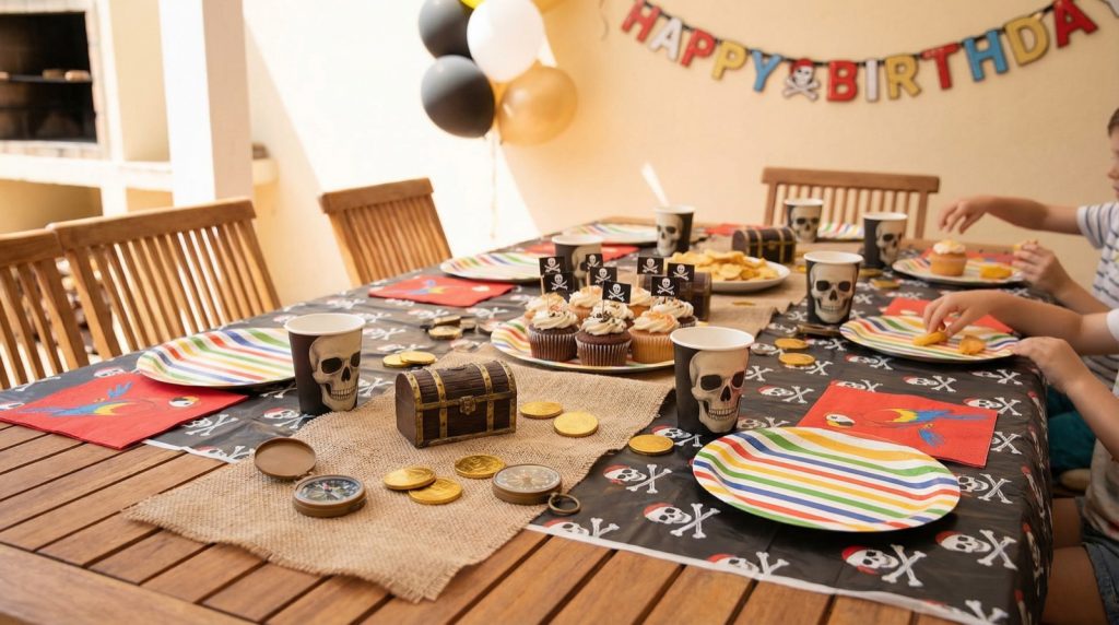 Pirate Party Success! But my pirate party tablecloth set almost caused a mutiny! 😵‍💫